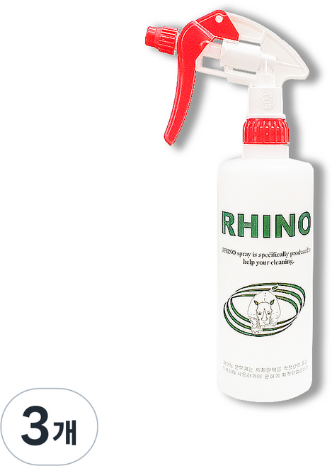 라이노분무기 500mI 내화학성분무기 전문가용 청소 소독 식당분무기, 3개, 그린
