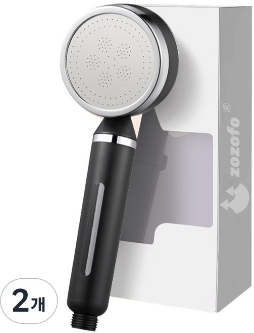 ZOZOFO 이중 여과 불순물 제거!! 초강력 폭풍수압 온오프 다기능 정수 샤워기, 블랙(이중 필터), 2개