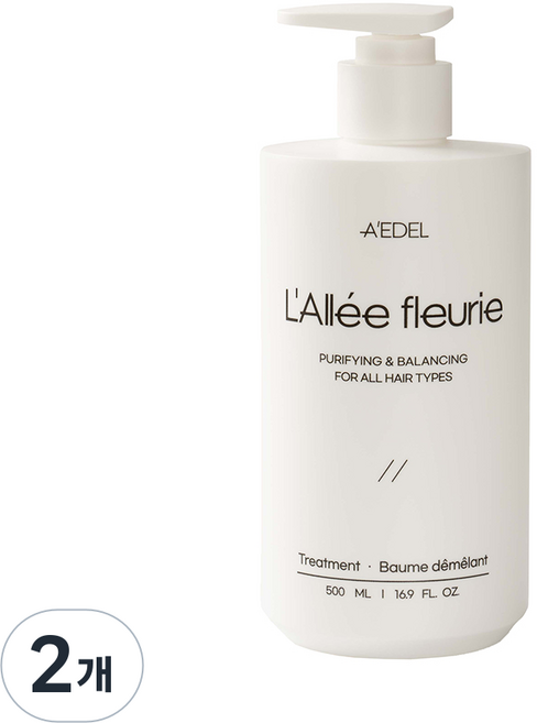 에이델 탈모 완화 기능성 손상모 퍼퓸 비건 트리트먼트 라레 플뢰르, 2개, 500ml