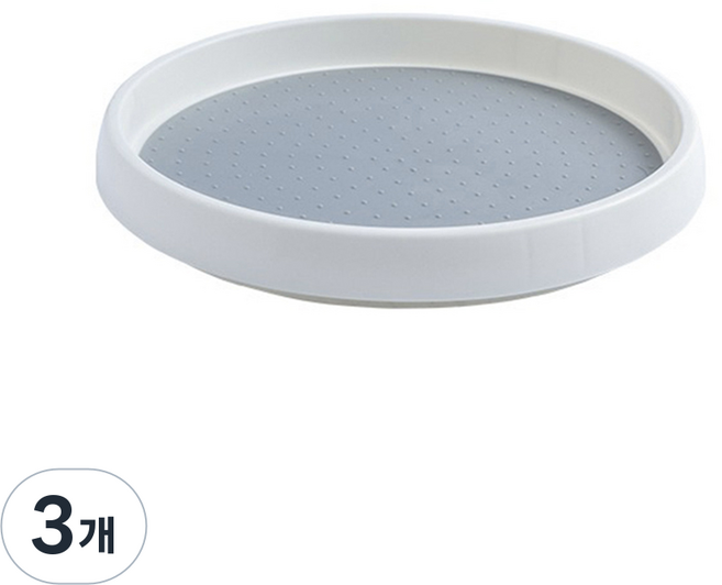 주방 수납 선반 360도 회전 미끄럼 방지 회전 트레이에 돌기 디자인 적용 대용량 양념 선반으로 식품 카운터 캐비닛 내부 수납 주방용품 수납에 적합합니다., 3개