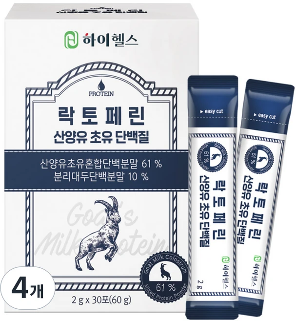 하이헬스 락토페린 산양유 초유 단백질 분말 스틱, 60g, 4개 - 쿠팡