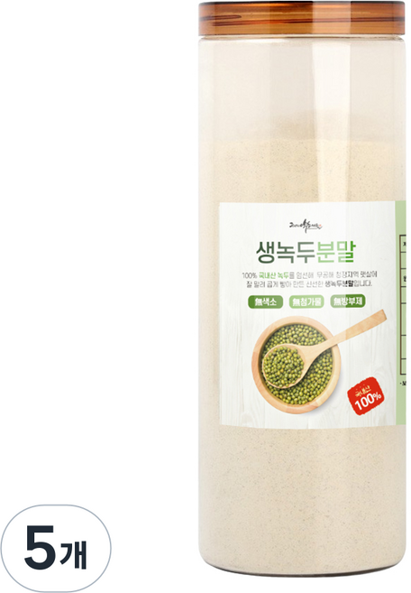 국내산 녹두가루 분말 생녹두가루, 600g, 5개