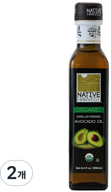 유기농인증 코셔인증 미국제조 아보카도 오일 엑스트라버진 자연냉압착 네이티브하베스트, 2개, 250ml - 쿠팡