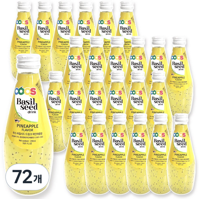 쿠스 바질시드 드링크 파인애플향, 72개, 290ml