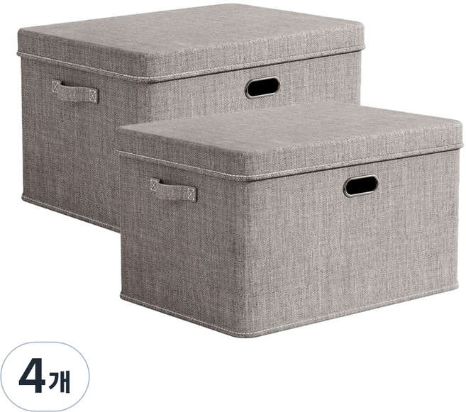 레디보드 린넨 수납정리함 접이식 리빙박스 2개, 린넨 그레이, 4개
