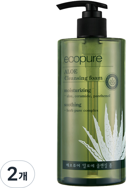 꽃을든남자 에코퓨어 알로에 클렌징 폼, 2개, 500ml