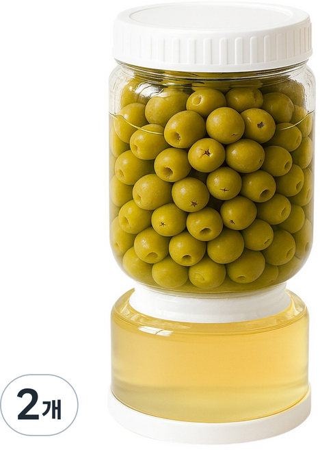 유즈베러띵 모래시계 피클병 물빠짐 내열유리, 2개, 1L