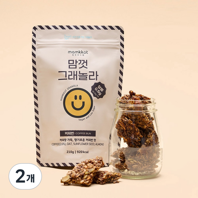 맘껏푸드랩 비건 저당 커피번 그래놀라210g, 2개, 210g