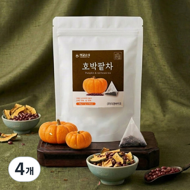 [직재배친환경] 해담은티 국산 호박팥차 티백 붓기차 호박차 팥차, 1.2g, 30개입, 4개