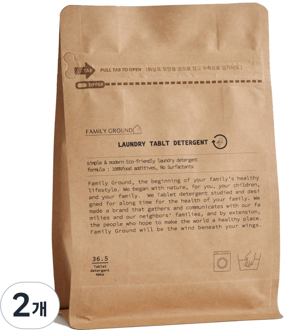 패밀리그라운드 타블렛 세탁세제, 40개입, 2개