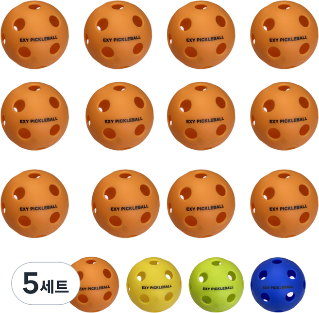 피클볼 공 실내 인도어용 26홀, 5세트, 오렌지
