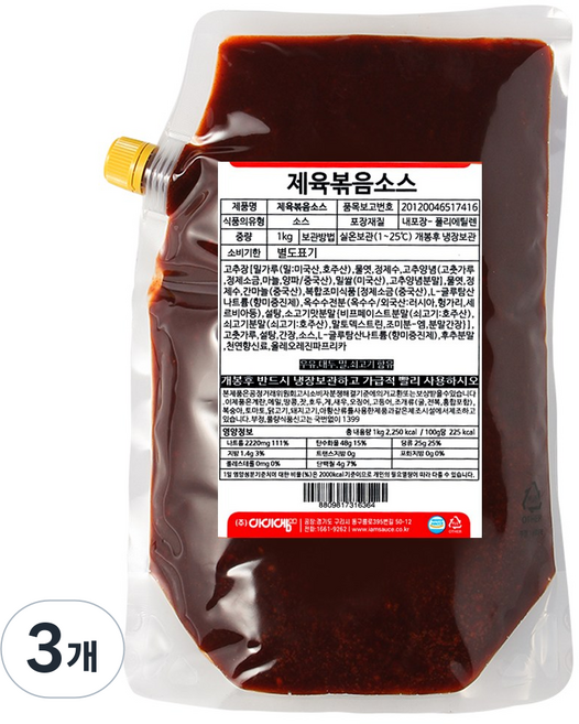 아이엠소스 제육볶음소스, 1kg, 3개