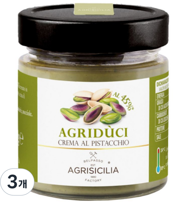 아그리시칠리아 이탈리아 시칠리아 피스타치오 스프레드 (R), 3개, 200g