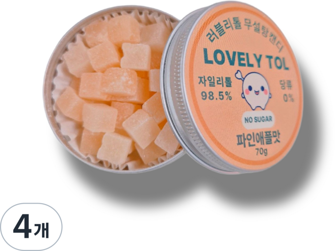 러블리톨 파인애플맛 무설탕자일리톨캔디, 4개, 70g