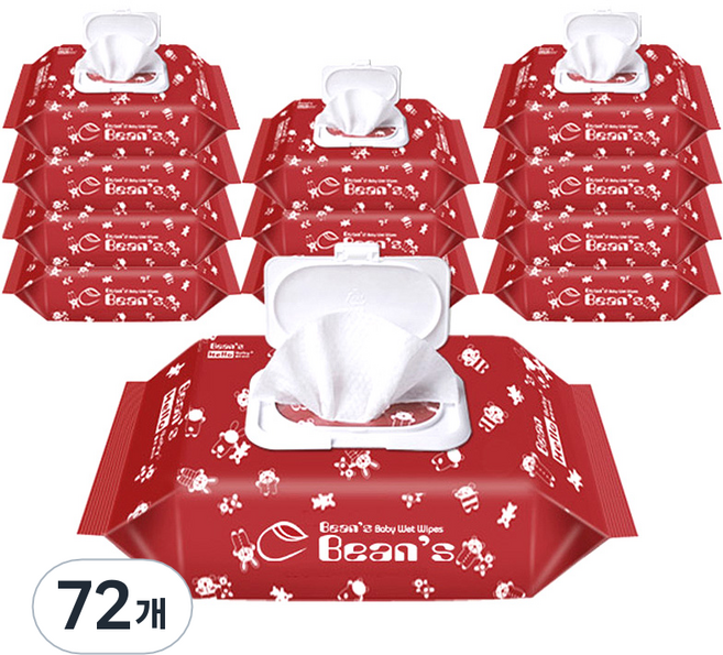 빈즈 엠보싱 물티슈 캡형, 70g, 70매, 72개