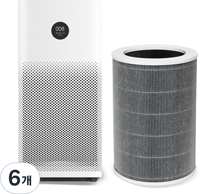 샤오미 공기청정기 호환 필터 M8R-FLH 미에어 2 2S 2H PRO 3 3C 3H, 6개, 미에어 그레이