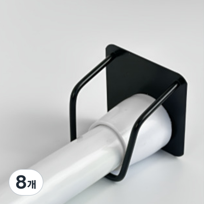 더이도 접착식브라켓 압축봉거치대 무타공커튼브라켓 세트, 8개, 블랙