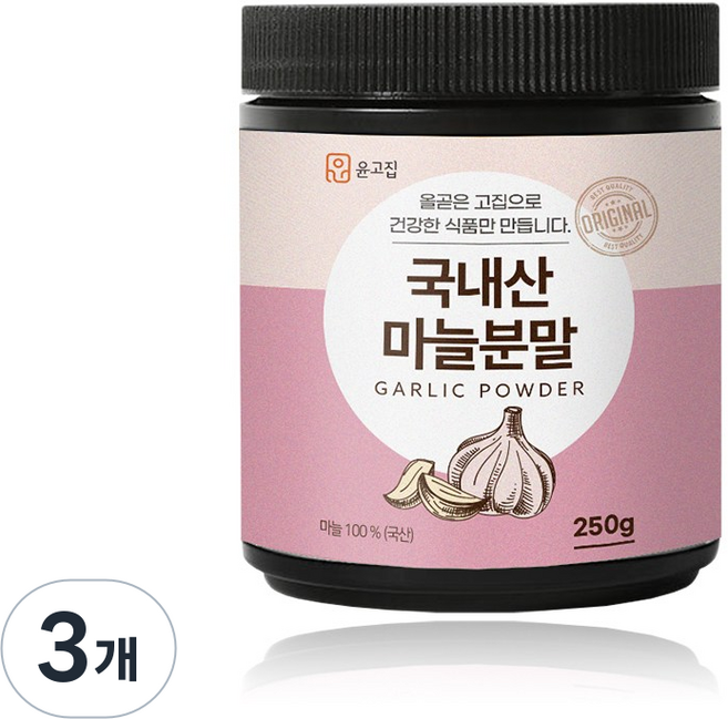 윤고집 국내산 마늘분말 가루, 3개, 250g