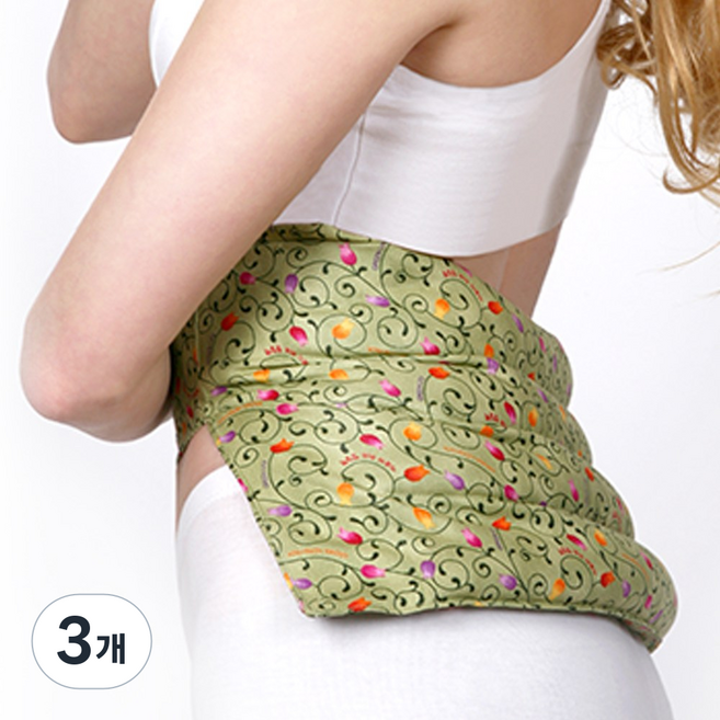 그린라이프 허브 허리복부 찜질팩(50x25cm) - 카키, 3개