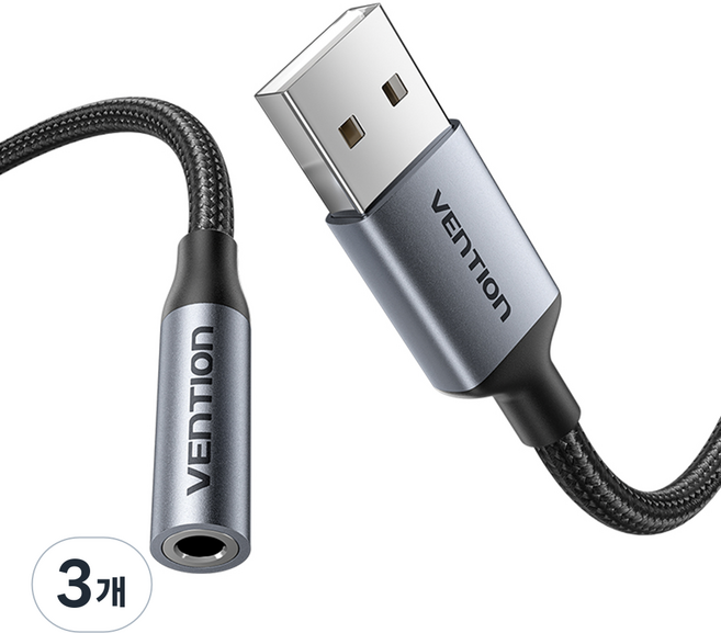 벤션 케이블타입 외장형 USB 사운드카드 어댑터 CTIA OMTP 호환 스테레오, 3개, CVFHC