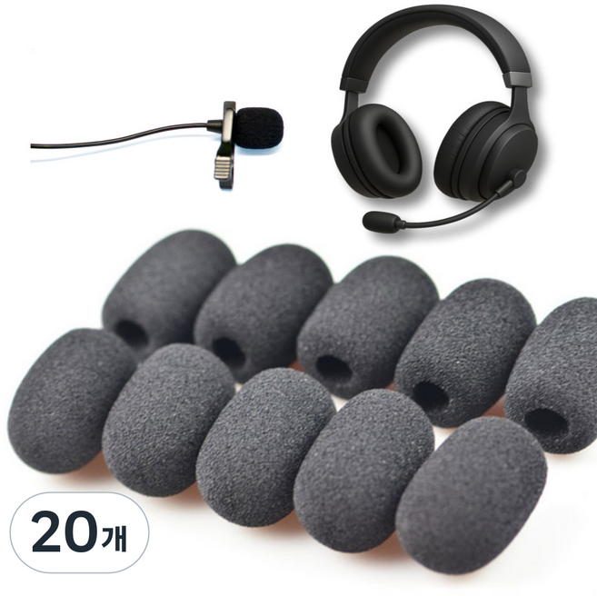 와이엔케이더밸류 핀 마이크 스펀지 커버, 20개, 블랙