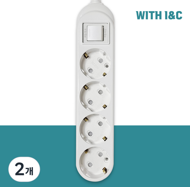 위드아이엔씨 국산 과부하차단 통합스위치 멀티탭 절전형 4구 WI-MC1041, 2개, 3m