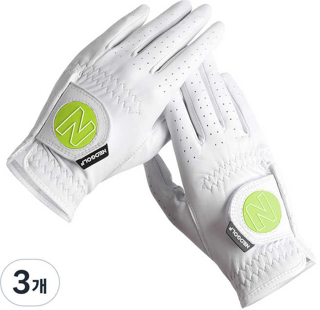네오글러브 JS001 올양피 주니어 양손 골프장갑 여성 작은손 14호~17호, 3개, 화이트