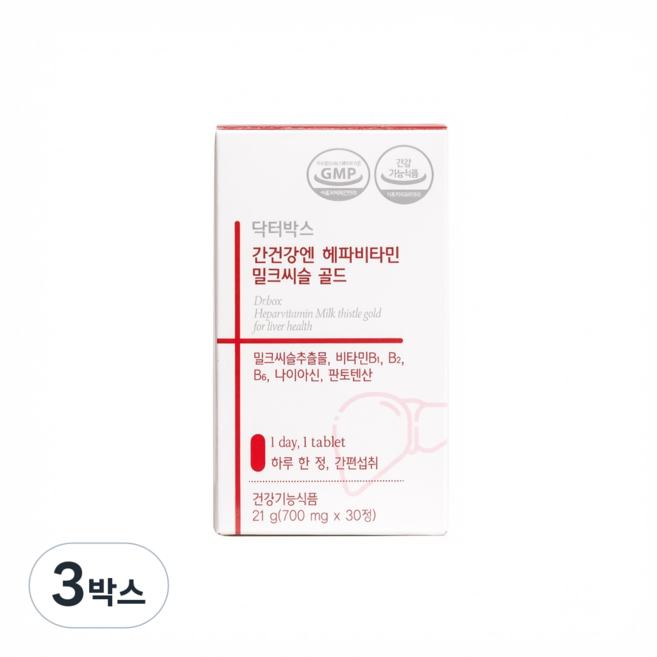 닥터박스 간건강엔 헤파비타민 밀크씨슬 골드 (내과 전문의 성분 배합), 3박스, 30정