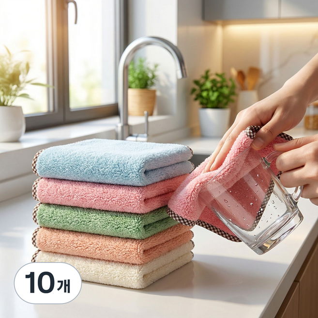라운드샵 잘닦이는 강력 물흡수 극세사 행주, 10개