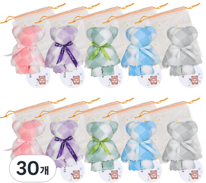 수건 답례품 구디백 세트, 혼합색상, 30개