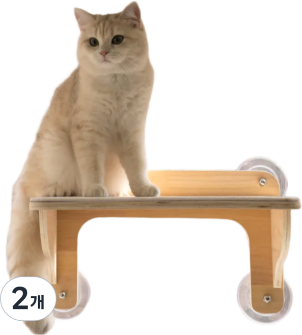 디바피스 고양이 창문 원목 캣타워 캣워커 캣선반 스텝 해먹, 우드+아이보리(카페트), 2개, 라운지
