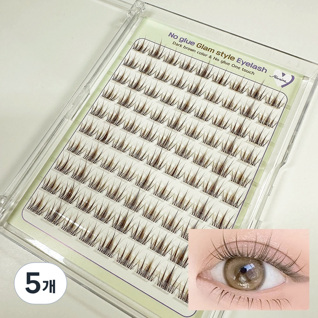 다크브라운 노글루 속눈썹 풀없이 쉽고 빠르게 원터치 대용량 90모 미브린 다크브라운 노글루 DB 글램래쉬 단품, 5개, 10줄/C컬/길이혼합