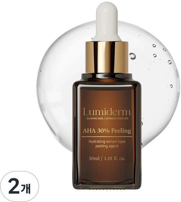루미덤 고함량 아하 AHA 얼굴필링 트러블 피지 얼굴각질제거 필링세럼 모공관리 탄력 필링제, 30ml, 2개 - 쿠팡