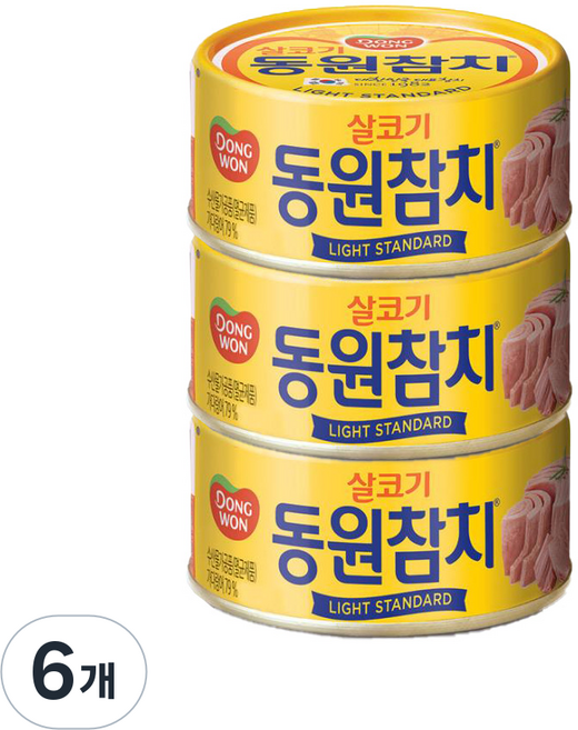 동원 라이트 스탠다드 참치, 100g, 6개