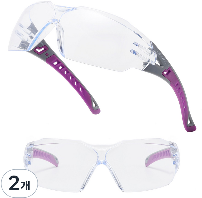RAUOJOS 보안경 작업 보안경 김서림방지 방수의 고글 스포츠 고글 ROS-SG247, 2개, 자주색