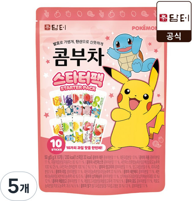 담터 포켓몬 콤부차 스타터팩, 5개, 10개입, 5g