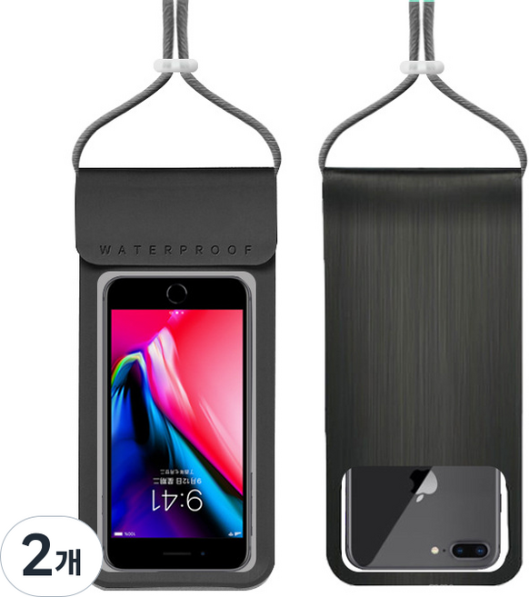 26년신형 모노리프 대용량 스마트폰 에어포켓 방수팩, 2개, 블랙