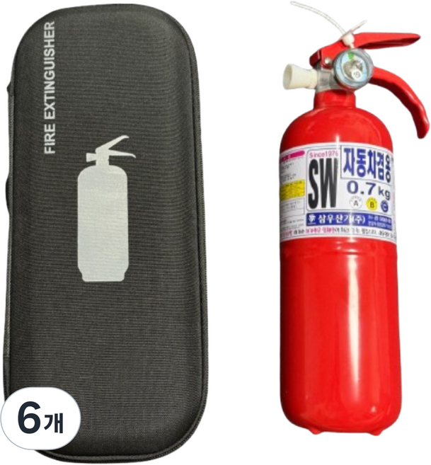 [삼우산기] SW 0.7kg 차량용소화기+파우치 기아차 순정품 자동차겸용, 6개