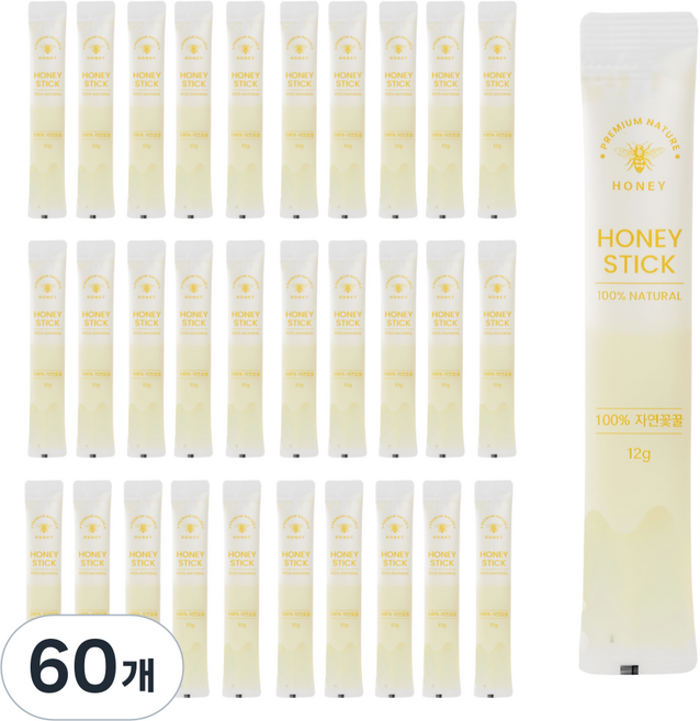 내츄럴허니 아카시아꿀 꿀스틱 벌꿀스틱 실속형, 60개, 12g