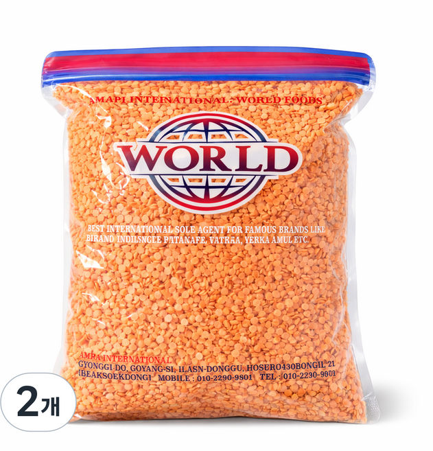 World Masoor Dals Red lentil 레드렌틸 마수르달, 2개
