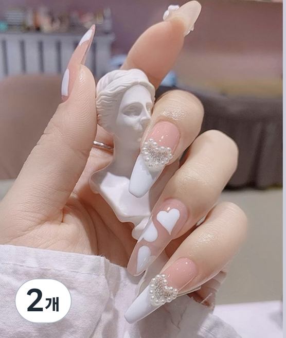 셀프네일 발레리나 네일팁 인조손톱 24p +양면테이프글루, 2개, 발레리나쉐입#18