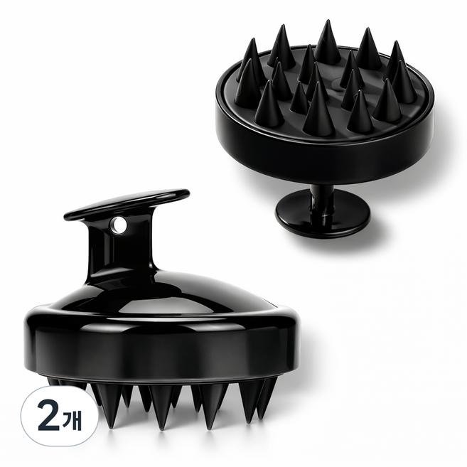 샴푸할때 쓰는 두피 세정 샴푸브러쉬 (실리콘), 2개, 블랙