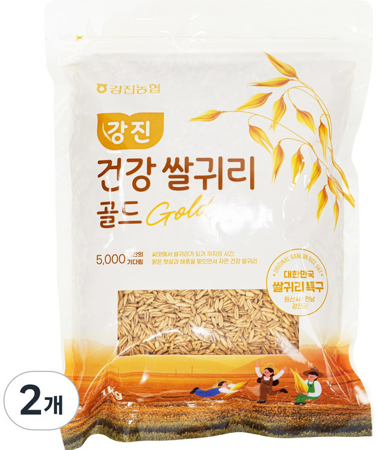 농협 [25년산 햇곡] 대한민국 쌀귀리 특구 강진산 귀리 골드, 2개, 1kg