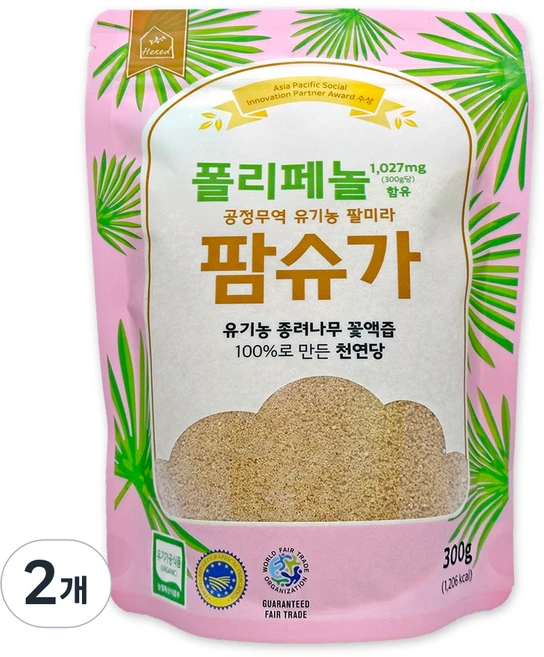 헤세드 유기농 팔미라 팜슈가, 300g, 2개 - 쿠팡