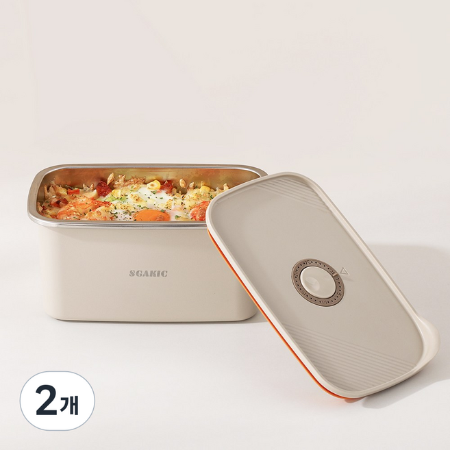SGAKIC 스텐 밀폐용기 전자렌지 반찬통 연마제 없는 김치통 냉장고정리, 2개