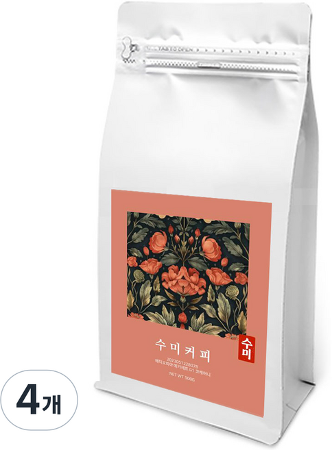 수미커피 에티오피아 예가체프G1 코케허니 스페셜티 원두, 500g, 4개, 홀빈(분쇄안함)