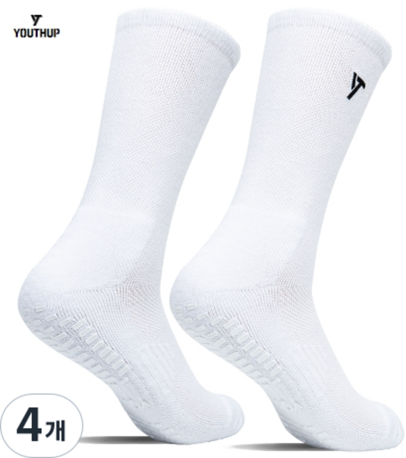 논슬립 미끄럼방지 축구 풋살 양말, 화이트, 4개
