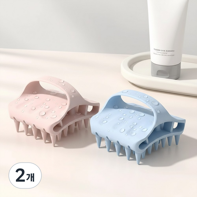 곧음 두피 마사지 샴푸 브러쉬, 2개, 블루