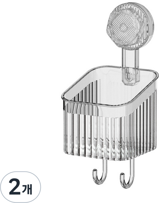 강력 진공 흡착식 욕실 벽걸이 무타공 수납 선반, 2개, 화이트+소형