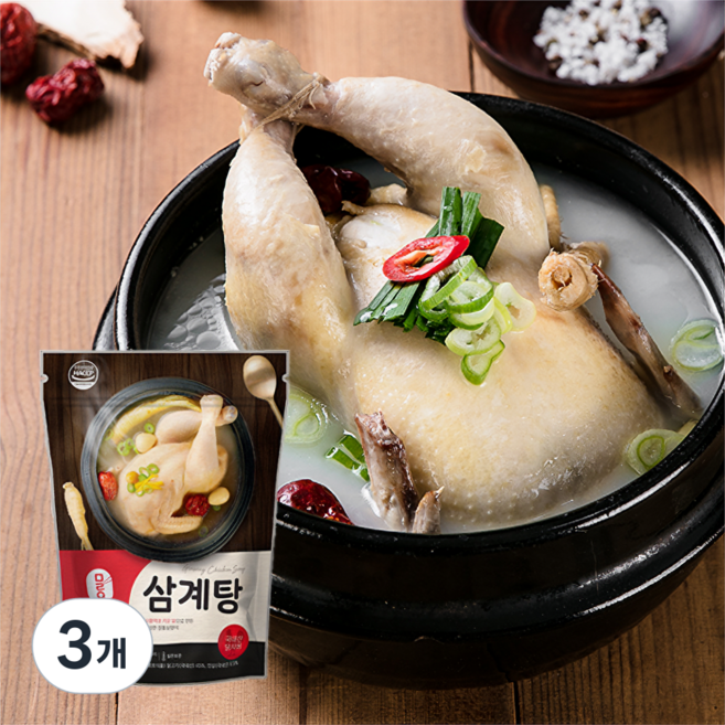 [밀리원] 레토르트 유황 삼계탕 건강 보양식 복날 초복 중복 말복 상온보관, 1kg, 3개